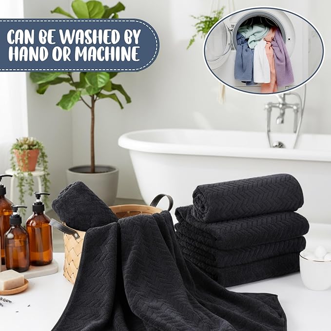 16 Pack Microfiber Bath Towels Bulk 27'' x 60'' Oversized Size Bath Towel Highly Absorbent Extra Large Soft Drying for Shower Beach Winter Salon Sport Gym Party (Wheat,Black)