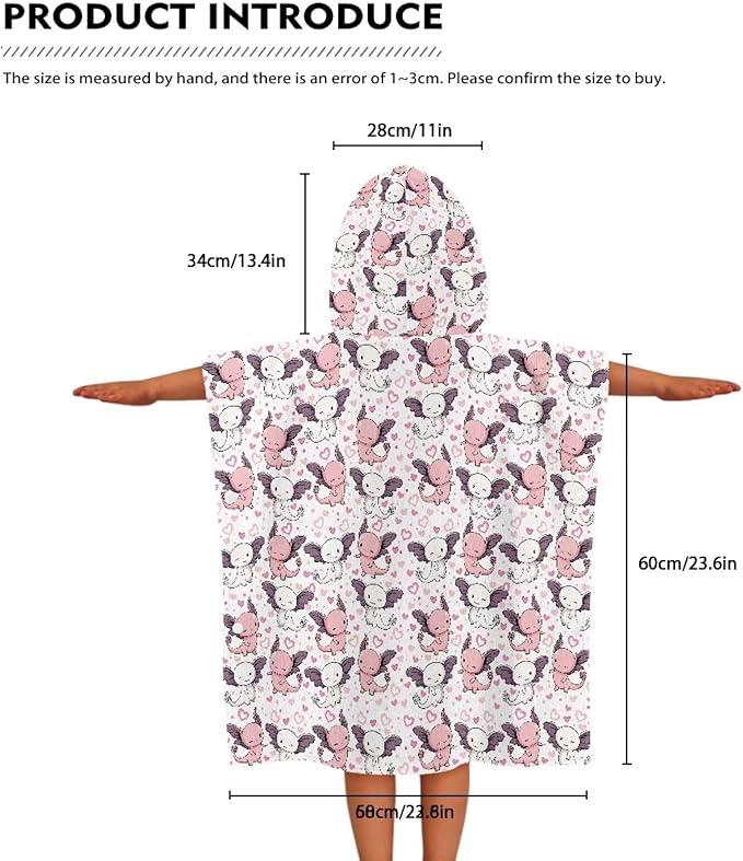 Hooded Bath Towel Poncho for Babies Cute Axolotl Soft Bath Towel for Babies Toddler Infant Bathroom Beach Swim Supplies
