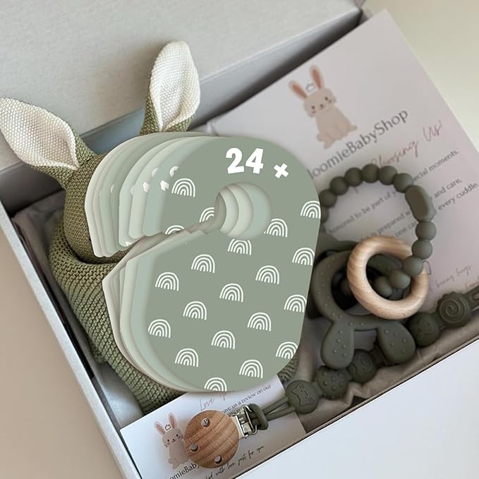 Baby Closet Dividers 8 Pack – Baby Clothes Organizer, Green Leaf Baby Closet Organizer for Neutral Nursery, Baby Clothes Dividers for Closet (Green)