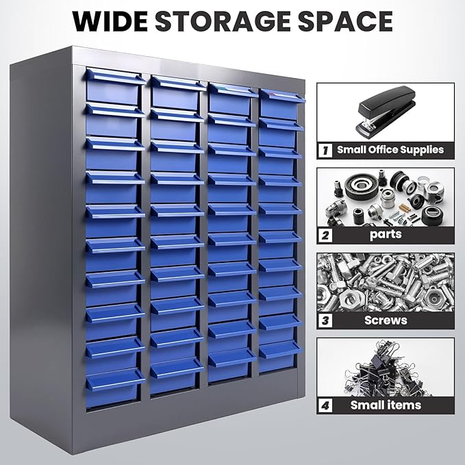 40-Drawer Nut and Bolt Organizer, Small Parts Organizer with Alloy Steel Frame & ABS Drawers, Bolt Bin for Garage, Teacher Toolboxes, Makeup & Workshop, Tool Hardware Storage (40-grid Drawer)
