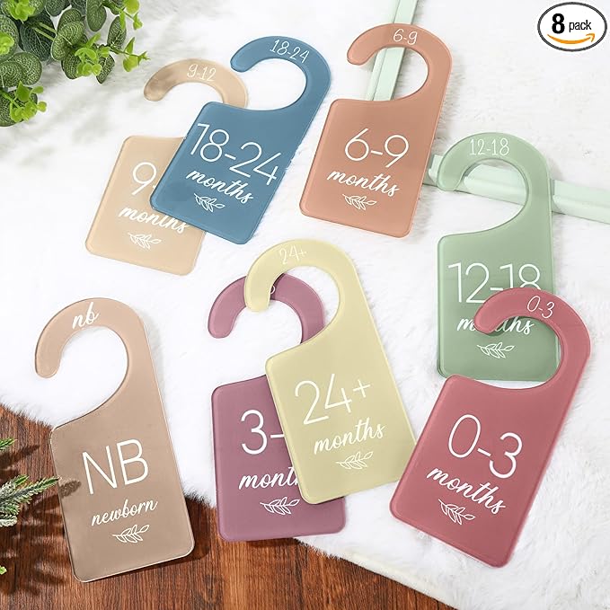 Whaline Acrylic Baby Closet Dividers Boho Hanging Acrylic Infant Clothes Hanger separators Baby Closet Organizers Thicken Baby Wardrobe Organizers for Home Nursery Supplies, 6.7 x 3 Inch, 8Pcs