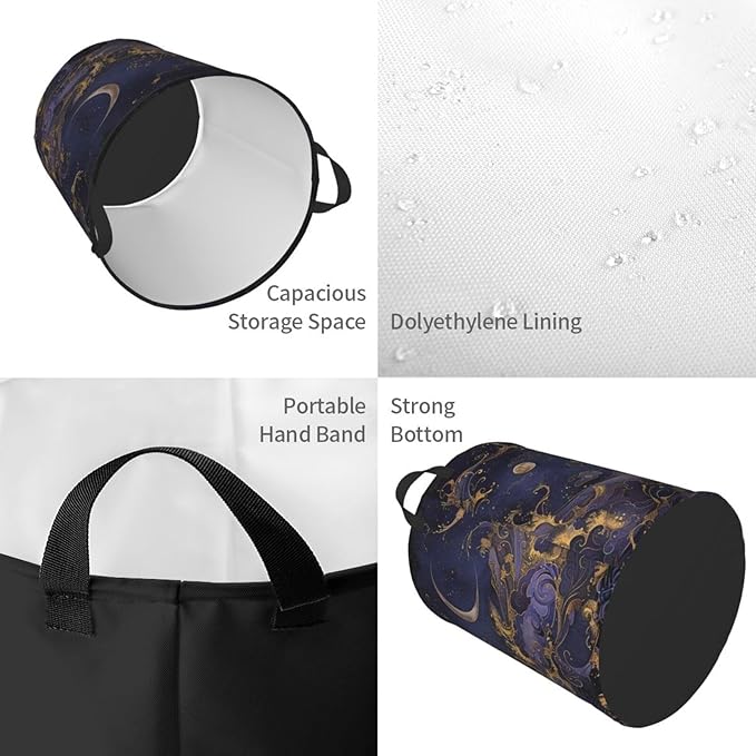 Purple Laundry Basket Starry Sky Decor,Waterproof Laundry Hamper Celestial Decor Collapsible Laundry Baskets With Handles,Toy/Clothes Storage Basket For Home Bedroom Bathroom Decor
