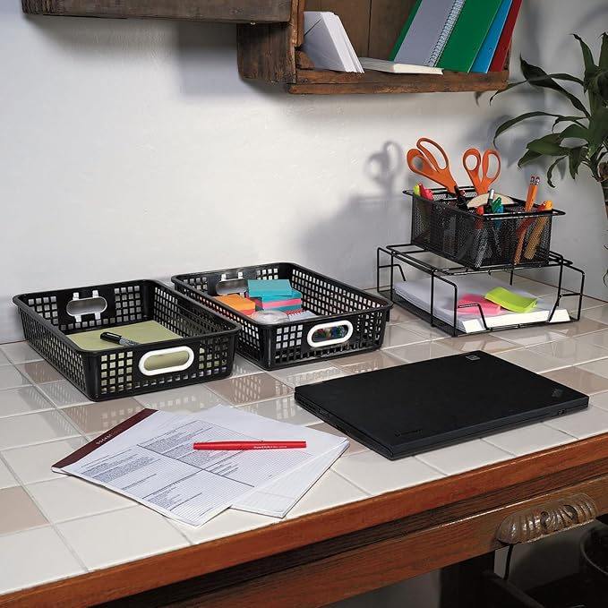 Really Good Stuff 14x10 Desktop Paper Storage Basket - Black
