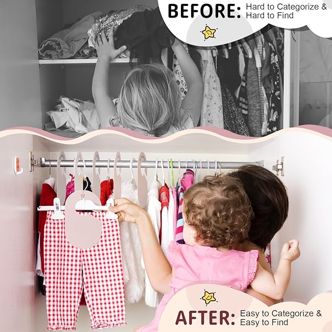 Baby Closet Dividers, Double Sided Nursery Clothes Size Separators for Newborn to 2T, Round, Pink, 8 Pcs