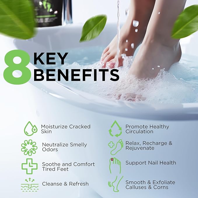Tea Tree Oil Foot Soak with Epsom Salt - Made in USA - for Toenail irritations, Athletes Foot, Stubborn Foot Odor Scent, Softens Calluses & Soothes Sore Tired Feet - 16 Ounce