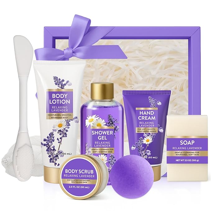 Spa Luxetique Gifts for Women Relaxing Lavender Gift for Womens 8pcs Spa Gift for Women Bath and Body Works Gift Set Birthday Gift for Womens Mom Grandma Valentines Day Gifts for Her