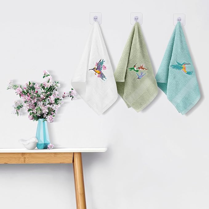 3 Pcs Hummingbird Hand Towels Farmhouse Garden Hummingbird Bathroom Decor 14x29 Inch Embroidered Bird 100% Cotton Soft Decorative Summer Hand Towels for Bathroom Kitchen