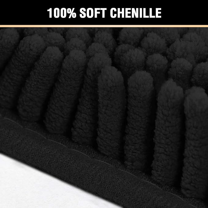 H.VERSAILTEX Bath Mat for Bathroom Non Slip Luxury Chenille Ultra Soft Bath Rugs 24x36 Absorbent Non Skid Shaggy Rugs Washable Dry Fast Plush Area Carpet Mats for Indoor, Bath Room, Tub - Black