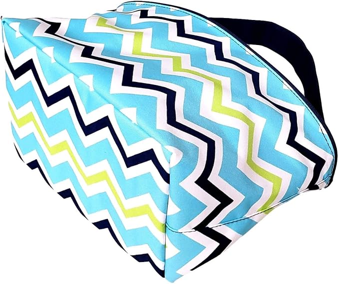 Personalized with Name Blue ZIg Zag Chevron Material Easter Basket Bucket for Egg Hunting