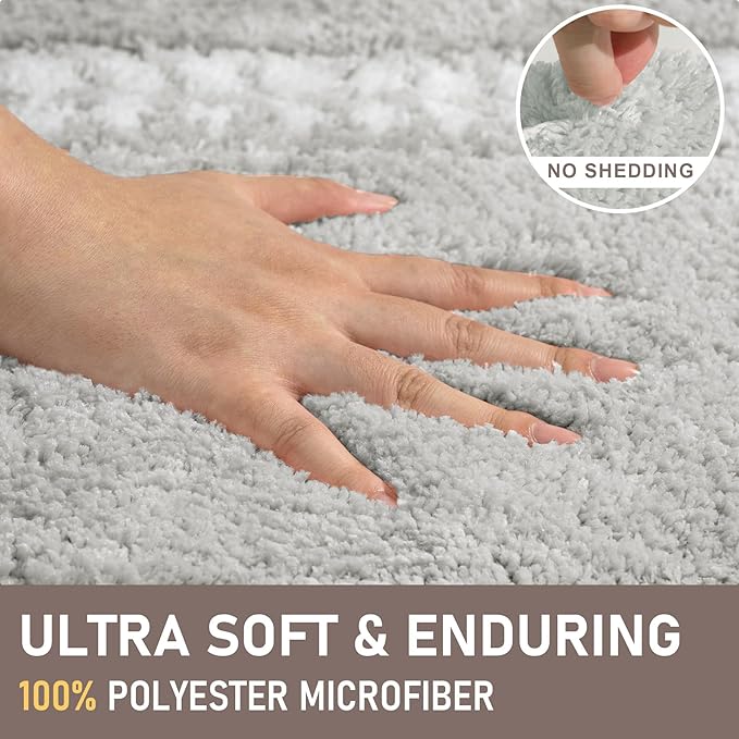 Gray Bathroom Rugs 24x47, Non Slip Washable Bath Mats,Super Soft Microfiber Bathroom Runner, Plush Fluffy Absorbent Bath Rugs for Sink Tub Basin Shower Floor
