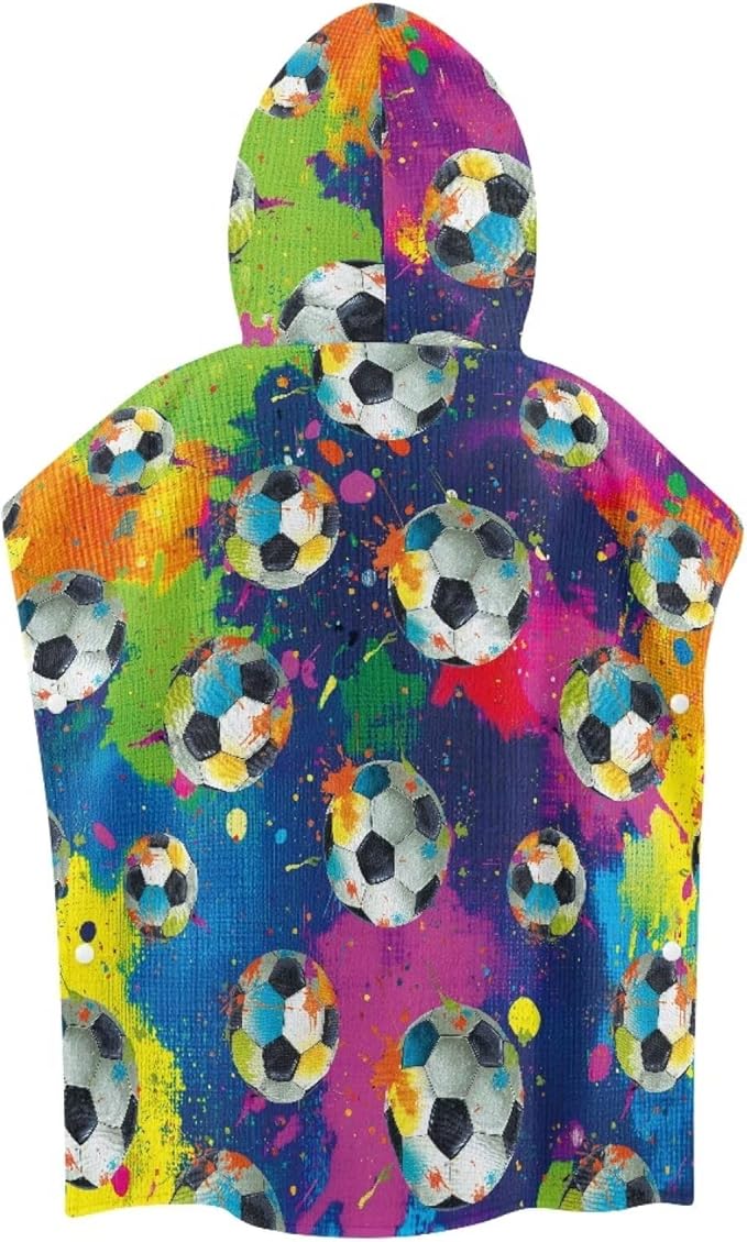 Colorful Soccer Balls Large and Absorbent Toddler Towels for Baby Boy Girl Ultra Absorbent Bathroom Beach Swim Supplies Toddlers Shower Decoration