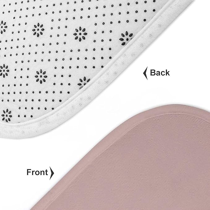 3 Pieces Bath Rug Sets, Dusty Pink Trend Color Bathroom Mat Set Non Slip U Shaped Contour Rug & Toilet Lid Cover
