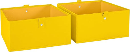 RiverRidge Kids 2pc Folding Storage Bins Set - 10.5” Bin Organizer with Handles - Yellow Closet Organizers & Storage for Toys, Games, Shoes - Foldable Cube Storage Organizer Bins for Playroom, Nursery
