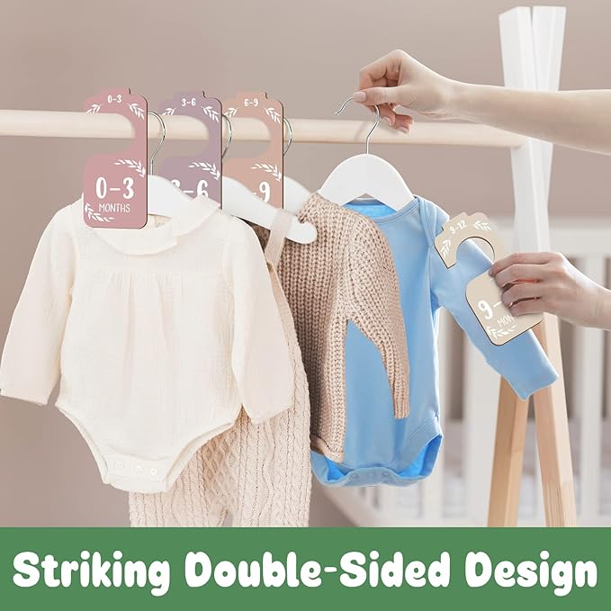 Wooden Baby Closet Dividers for Baby Clothes Organizer,Colorful Baby Closet Organizer For Nursery Decor,Baby Clothes Dividers For Closet Size Hangers for New Mom Dad Parents