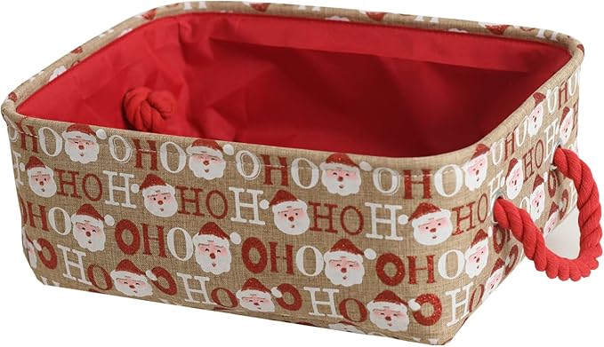 INough Christmas Baskets for Gifts Empty Festive Gift Bags Holiday Basket with Handles Collapsible Christmas Decor, Ornaments Storage Organizer for Baby Room, Kids Nursery, Home Holiday Decor