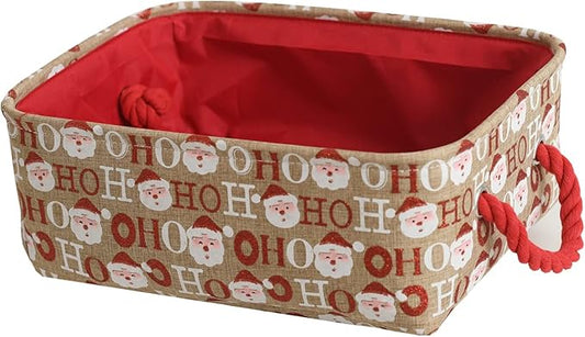 INough Christmas Baskets for Gifts Empty Festive Gift Bags Holiday Basket with Handles Collapsible Christmas Decor, Ornaments Storage Organizer for Baby Room, Kids Nursery, Home Holiday Decor