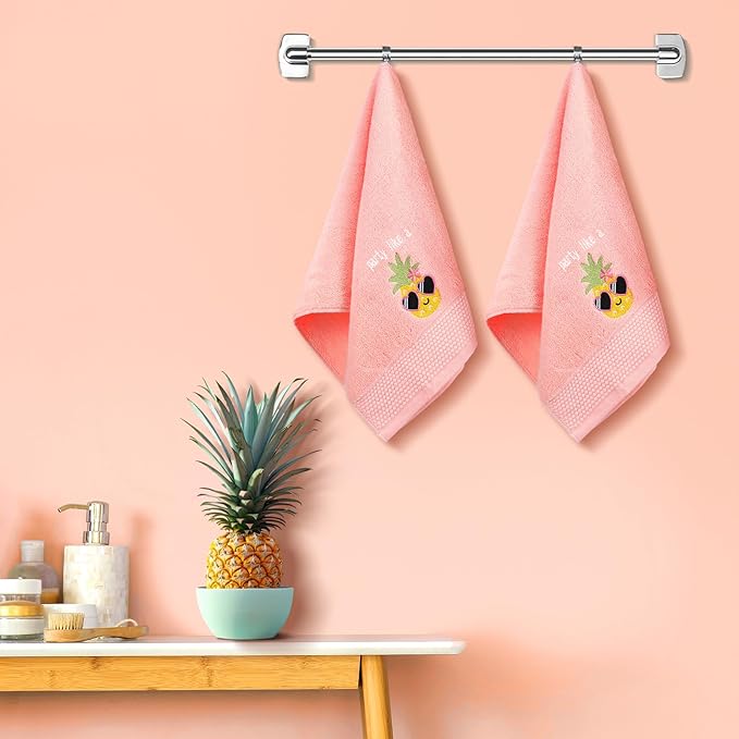 2 Pcs Party Like a Pineapple Hand Towels Coral Bathroom Decor 14x29 Inch Embroidered 100% Cotton Soft Absorbent Spring Summer Decorative Hand Towels for Bathroom Kitchen
