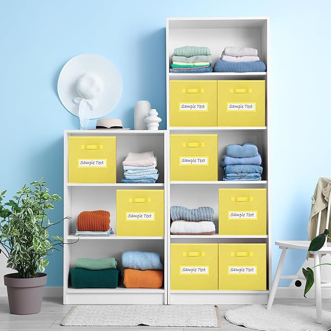artsdi Fabric storage cubes (8 Pack) 13 Inch Cube Storage Bin, cube organizer bins with 8 Labels Window Cards & a Pen, Foldable cube organizer bins and Storage Box, Dark Yellow