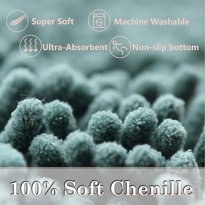 2 Piece Bath Rugs for Bathroom Non Slip - Soft Plush Shaggy Mats Floor, Indoor Entryway Extra Soft Chenille Bath Mat Absorbent Bathroom Rug