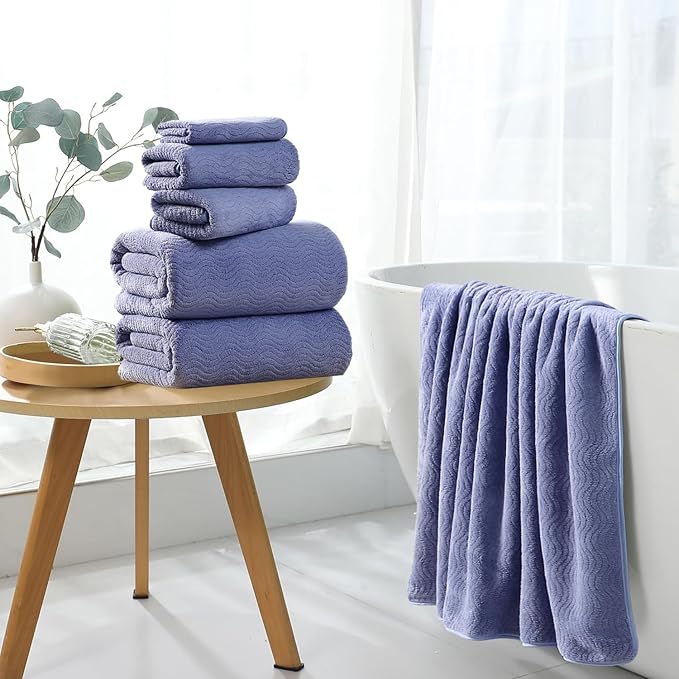 8 Piece Bath Towel Set |2 Oversized Large Bath Sheet,2 Hand Towels,4 Washcloths| Ultra Soft Bath Towel Set for Bathroom Hotel Gym Spa,Highly Absorbent Quick Dry Bathroom Towel Collections,Wedgewood