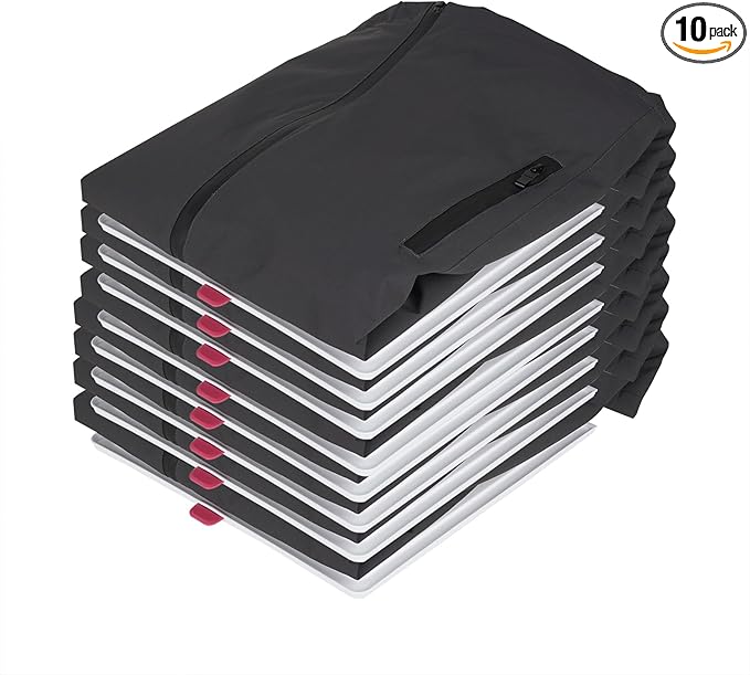 10 Pack T-Shirt Organizer and Folding Board for Closets, Stackable Shirt Dividers, Easy-Grab Clothing Trays for Wrinkle-Free Laundry Storage (Large)