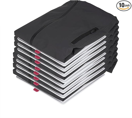 10 Pack T-Shirt Organizer and Folding Board for Closets, Stackable Shirt Dividers, Easy-Grab Clothing Trays for Wrinkle-Free Laundry Storage (Large)