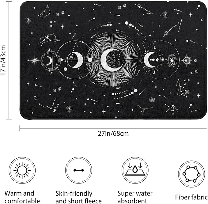 Goth Imitation Cashmere Bathroom Mat Rug-Rubber Non-Slip Absorbent Soft Bathroom Rug for Tub Shower Sink (17" W x 27" L)