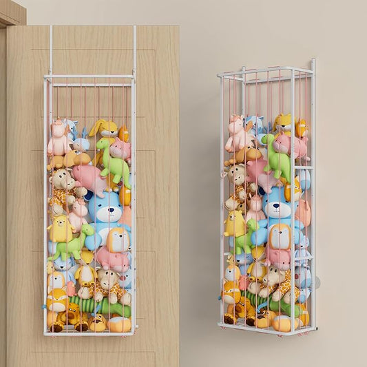SWTYMIKI Large Stuffed Animal Storage - Over The Door Stuffed Animal Organizer, Toy Stuffy Storage for Nursery Play Room Bedroom Kid Room, Plush Organizer (Pink, 3-Tier)