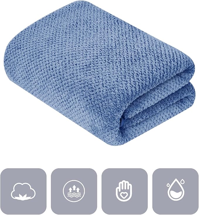 2 Pack Bath Towel Set 35" x 70", Extra Large Waffle Bath Towel Set, Microfiber Super Soft Highly Absorbent, Sturdy Quick Drying Towels for Bathroom, Gym, Sports, Yoga (2PCS Light Blue)