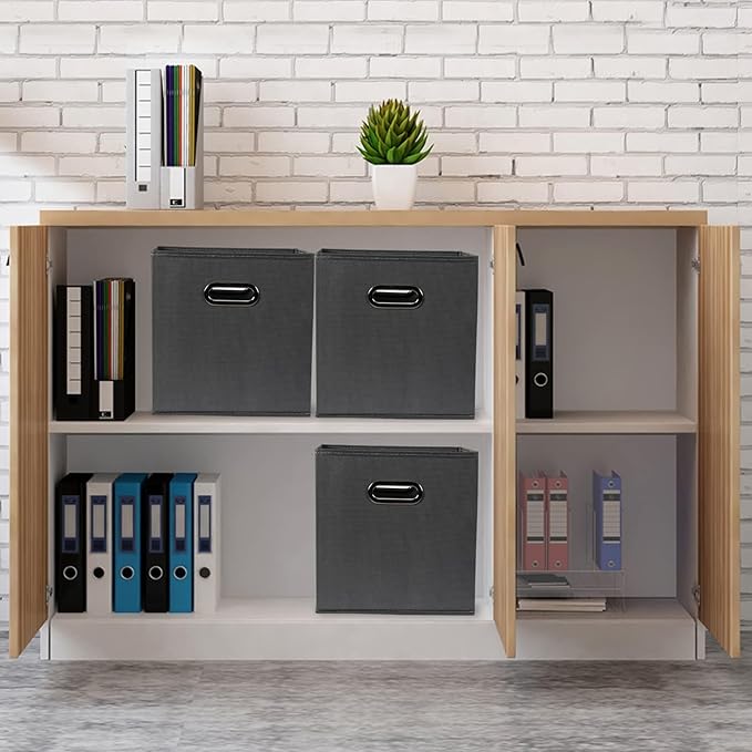 Fabric storage bins Cubes, Fabric Cube Organizer with Handle, Foldable Cube Bins for Cloth or Accessary Storage, 11x11x11, Set of 12, (Gray)