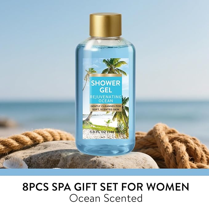 Spa Luxetique Valentines Day Gifts for Women 8pcs Refreshing Ocean Gift Set for Women Bath and Body Works Gift Set Spa Gifts for Womens Get Well Birthday Gifts for Womens Wife Girlfriend Grandma