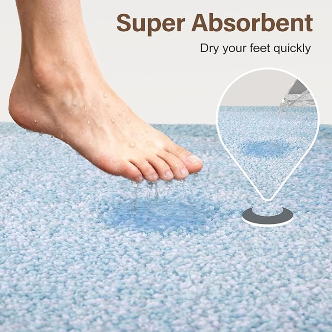 48x32 Large Bathroom Rugs Washable Non Slip, Light Blue Bath Mat for Bathroom Floor Tub, Soft Absorbent Quick Dry Mats for Shower, Bathtub,Home Decor
