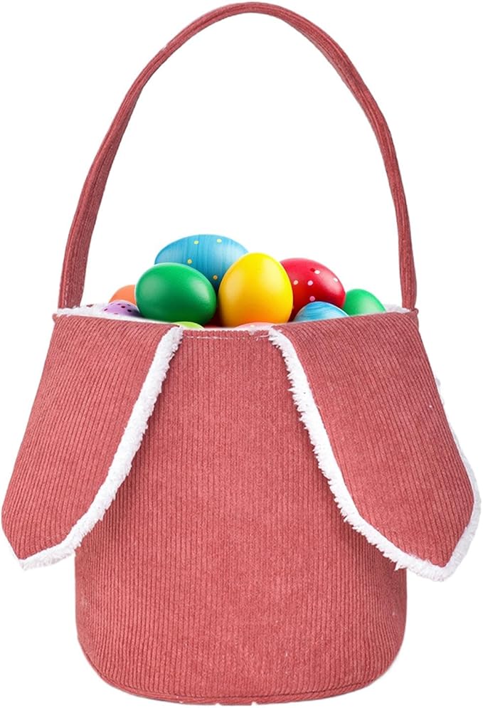 Bunny Egg Hunt Easter Bucket Plush | Easter Bucket Bags With Rabbit Ears,Bunny Ears Baskets For Kids,Easter Bunny Basket,Candy Storage Decorations With Rabbit Ears For Boys Girls
