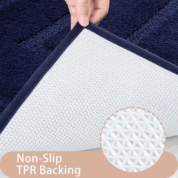 HOMORE Bathroom Runner Rugs 24x70 Non Slip Washable Long Bath Rug, Navy Rugs for Bathroom Absorbent Bath Rug Runner with TPR Backing, Soft and Thick Bath Mat for Shower Floor