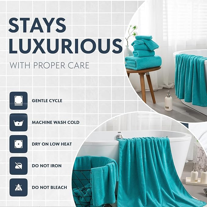 4 Piece Bath Towel Set 35"x70"Oversized Bath Towel for Bathroom Ultra Soft Fluffy Extra Large Bath Sheet Luxury Premium Bathroom Towel Highly Absorbent Quick Dry Shower Towel for Hotel Spa,Turquoise