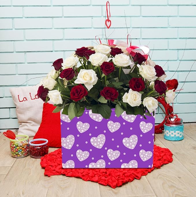 Rectangular Storage Basket Empty,Storage Bin with Handles,Room Decor,Gift Basket,Book Box(Purple Love)