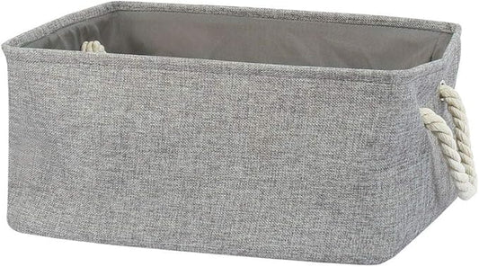 uxcell Fabric Storage Basket with Dual Handles Collapsible Storage Bins for Laundry Clothes Storage Home Organizer for Bedroom Office Closet, Gray Large
