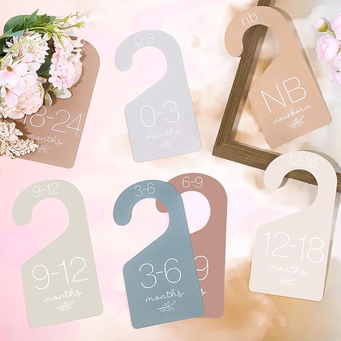 Whaline 7Pcs Baby Closet Size Dividers Boho Colors Acrylic Hanger Clothes Organizers Newborn to 24 Month Thicken Infant Wardrobe Separators For Home Nursery Baby Clothes