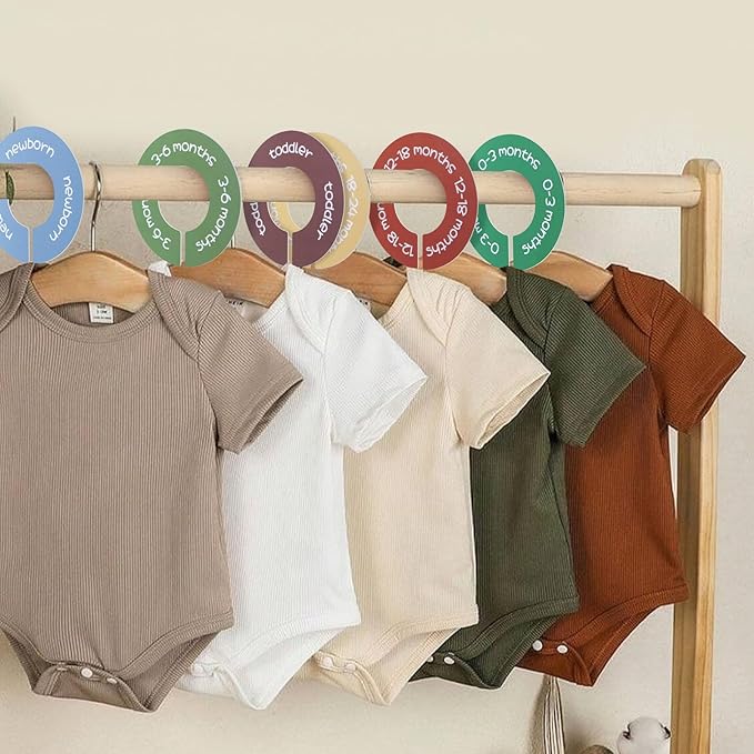 Baby Closet Dividers - Set of 8 Round Double-Sided Clothes Dividers from Newborn to Toddler, Gender-Neutral Baby Clothes Organizer