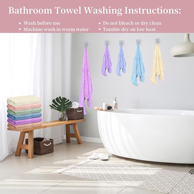 24 Pcs Towels Set 6 Bath Sheets 6 Washcloths and 12 Hand Towels, Reusable Absorbent Quick Dry Colorful Coral Velvet Towel for Shower Bath Spa Hotel Bathroom Supplies (Multicolor)