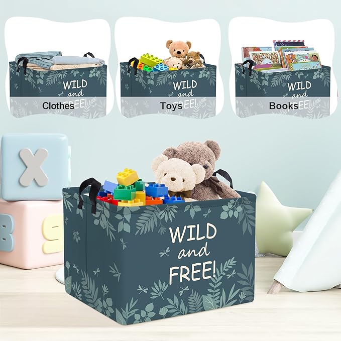 Clastyle Cute Woodland Animal Laundry Basket Kids Clothes Book Storage Basket Gift Toy Box for Bedroom Decor,Fox,40x30x30 cm