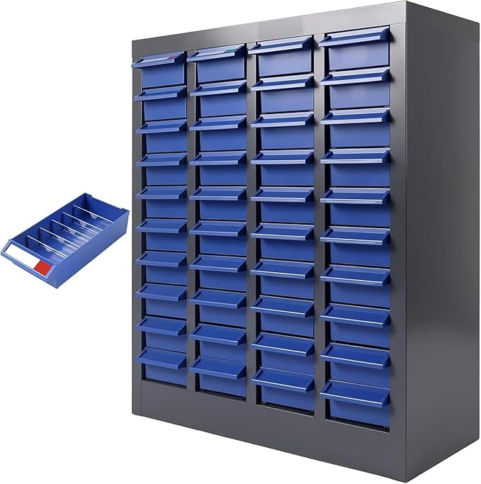 40-Drawer Nut and Bolt Organizer, Small Parts Organizer with Alloy Steel Frame & ABS Drawers, Bolt Bin for Garage, Teacher Toolboxes, Makeup & Workshop, Tool Hardware Storage (40-grid Drawer)