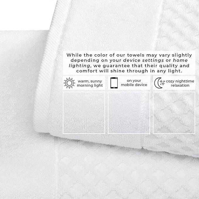 Great Bay Home Hand Towels - 100% Cotton 6 Pack 26x16 Hand Towel Set - Absorbent, Durable, Quick-Dry Towels for Bathroom (Optic White)