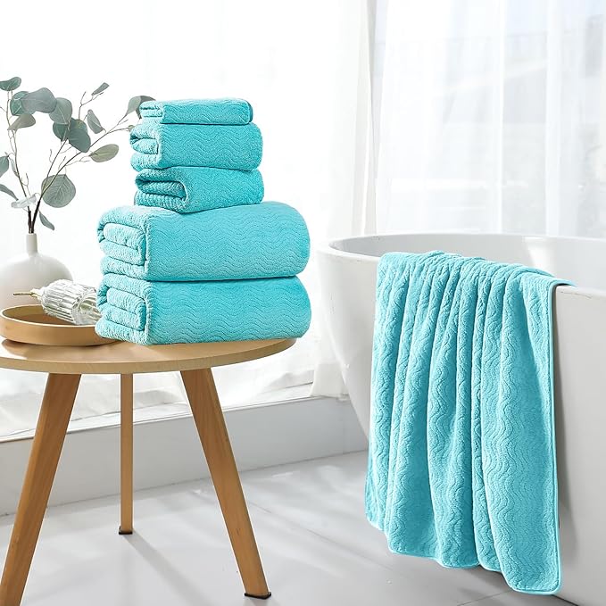 8 Piece Bath Towel Set |2 Oversized Large Bath Sheet,2 Hand Towels,4 Washcloths| Ultra Soft Cozy Bath Towel Set for Bathroom Hotel Gym Spa,Highly Absorbent & Quick Dry Bathroom Towel Collections,Teal