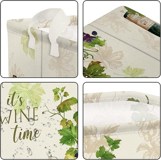Clastyle Retro Manor Wine Storage Baskets Outdoor Camping Grape Cane Vine Kitchen Storage Bin Rectangle Gift Basket for Clothes Food Book Toy