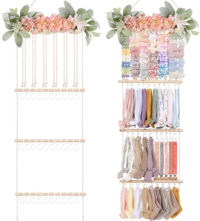 POVETIRE Headband Holder Hair Bows Organizer for Girls, Hair Accessories Display Storage Wall Hanging Decor for Baby Nursery Toddler Girls Room