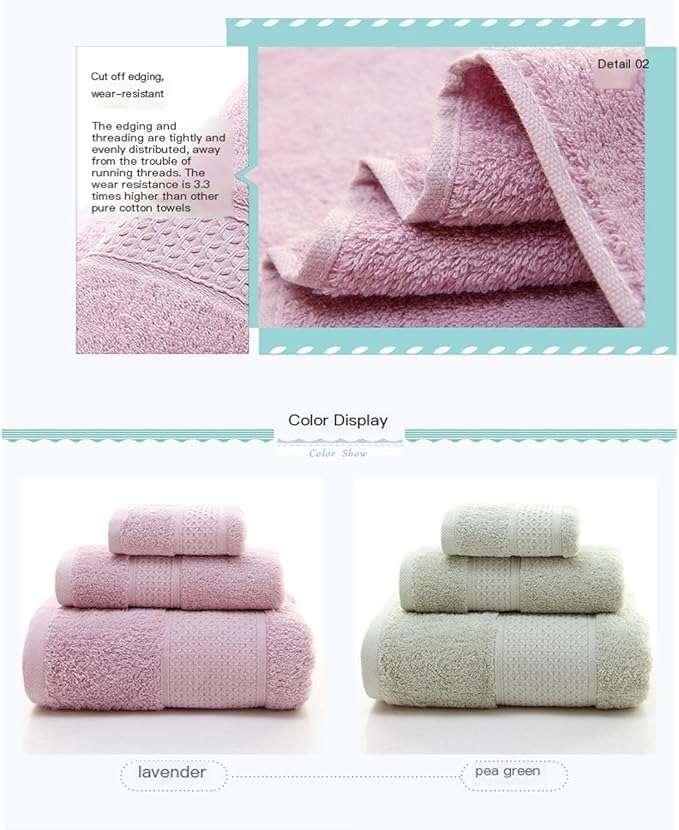 3 Pack Cotton Towels, Soft & Absorbent Bath and Face Towels, Long Staple Cotton(Gray)