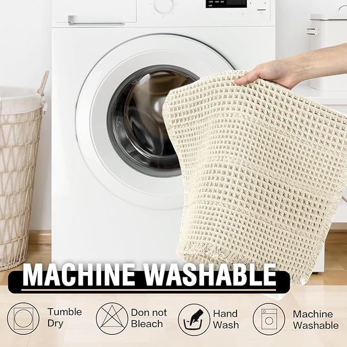 H.VERSAILTEX Waffle Bath Mat Super Absorbent Non Slip Bath Rugs for Beside Tub, 24" x 60", Ivory