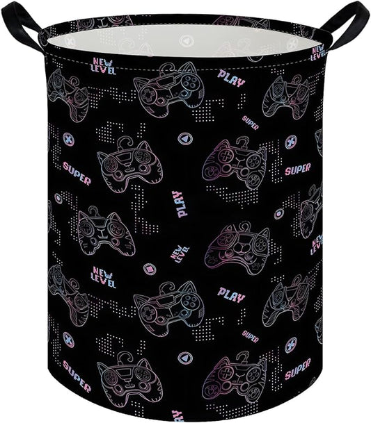Game hamper,Waterproof foldable Kids laundry basket,Nursery Hamper,Kids Room decor,Toy organizer,Dirty clothes basket(Cute games)