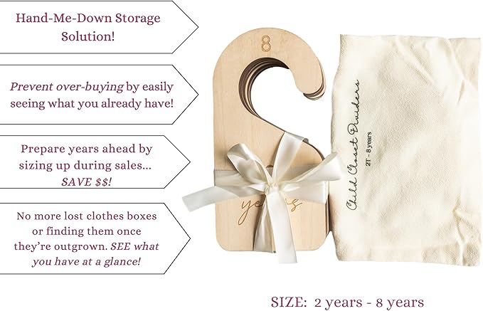Modern Double-Sided Toddler Closet Dividers, Child Closet Organizers – Set of 7 Durable Kids Closet Size Hangers